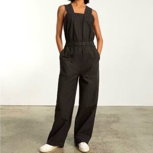 Everlane The Fatigue Apron Jumpsuit Women’s Size 8 Elastic Waist Linen Blend